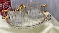 Vintage Jeannette glass-creamer and sugar with