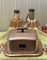 1950's Westbend cake carrier, jello molds,