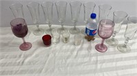 9 Champagne Glasses (3 w chips on bottom, Wine