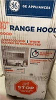 GE Appliances 30 inch width white range hood