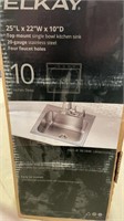 Elkay top mount single bowl kitchen sink 20 gauge