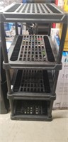 4 tier black plastic shelving unit