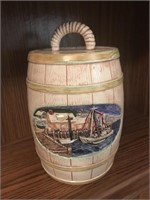 Ceramic Whiskey Barrel 3D Scenic Cookie Jar