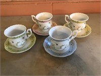 Lot of 4 Colorful Cup & Saucer Set