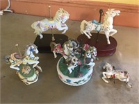 Lot of 4 Carousel Horse Music Boxes & Ornament