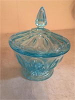 Light Blue Footed Glass Candy Dish