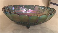 Purple Carnival Glass Grape Design Oval Fruit Bowl