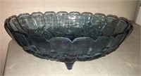 Blue Glass Grape Design Oval Fruit Bowl