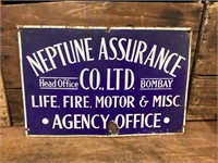 Original Neptune Assurance Agency Enamel Sign