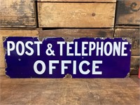 Original Post & Telegraph Office Enamel Sign