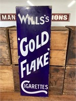 Original Will's Gold Flake Cigarettes Enamel Sign
