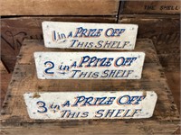 Original Carnival Prize Wooden Signs x 3