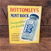 Original Bottomleys Mint Rock Cardboard Advertisng