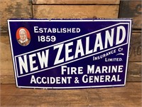 Rare & Pristine New Zealand Insurance Enamel Sign