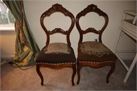 PR. OF WALNUT VICTORIAN PARLOR CHAIRS: