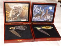 Train/Wolf Collector Knife Set in wood cases 2