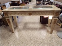 Wood Sofa Table, Glass Insert