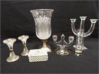 Glass Candleholders, Vase, Box (7)