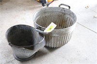 Coal Bucket & Galvanized Bushel Basket