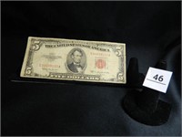 1953C Red Seal Five Dollar Bill;