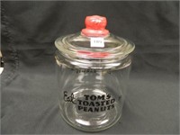 Tom's Peanuts Jar; 5 cents; Red Knob; 1940's;