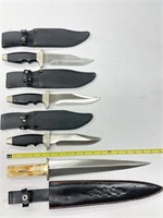 4 Fixed Blade Knives With Sheaths
