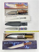 3 Fixed Blade Knives with Sheaths