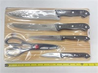 Kitchen Knife Set W/ Scissors & Cutting Board