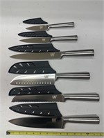 (6 Pcs) Kitchen Knife Set W/ Blade Covers