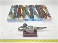 (5 Pcs) Fixed Blade Knife W/ Stand