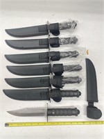 (7 Pcs) Fixed Blade Knives W/ Sheath