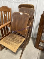 3 OLD WOODEN FOLDING CHAIRS