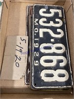 LICENSE PLATES FROM THE 1920'S