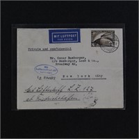 Germany Stamps #C37 Zeppelin on Cover, tied by Fri