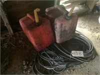 2 gas cans and electrical wire