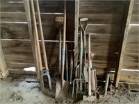 Post hole digger, potato forks, mauls,shovels