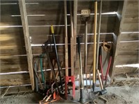 Post hole digger, & assorted hand tools