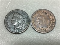 2 1890 Indian  head pennies