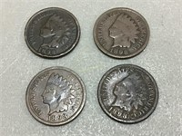 Set of 4 1898 Indian head pennies