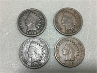 Set of 4 1898 Indian head pennies