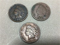 Lot of 3 1901 Indian head pennies