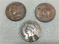 1906, 1908 and 1904?(unreadable)Indian pennies
