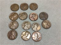Lot of 14 wheat pennies