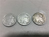 2 1934, and 1 1934 D Buffalo Nickels