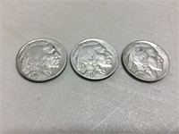 3 1937 Buffalo Nickels