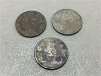 Three Liberty head nickels