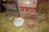 GLASSWARE, DISHES, PITCHERS, TRAYS, MISC.