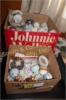2 BOXES OF ANTIQUE OR COLLECTIBLE CUPS & SAUCERS