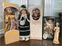 Porcelain Dolls (4) plus Victorian Figure