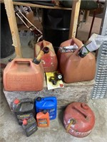 Gas Cans & Oil partial full  4 cans 4 oil